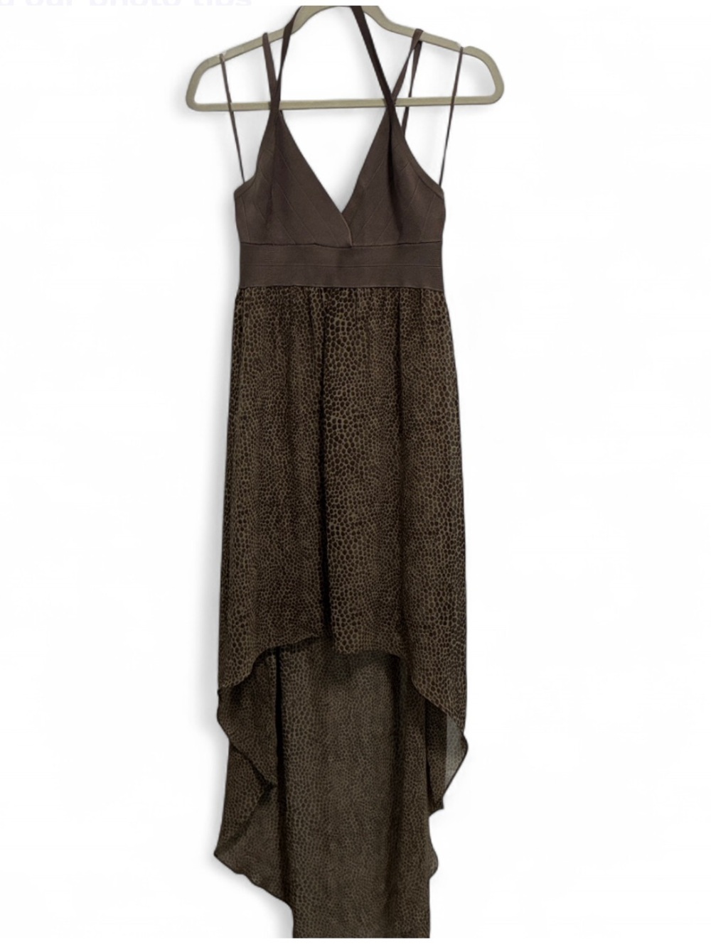 Brown High-Low Spaghetti Strap Dress